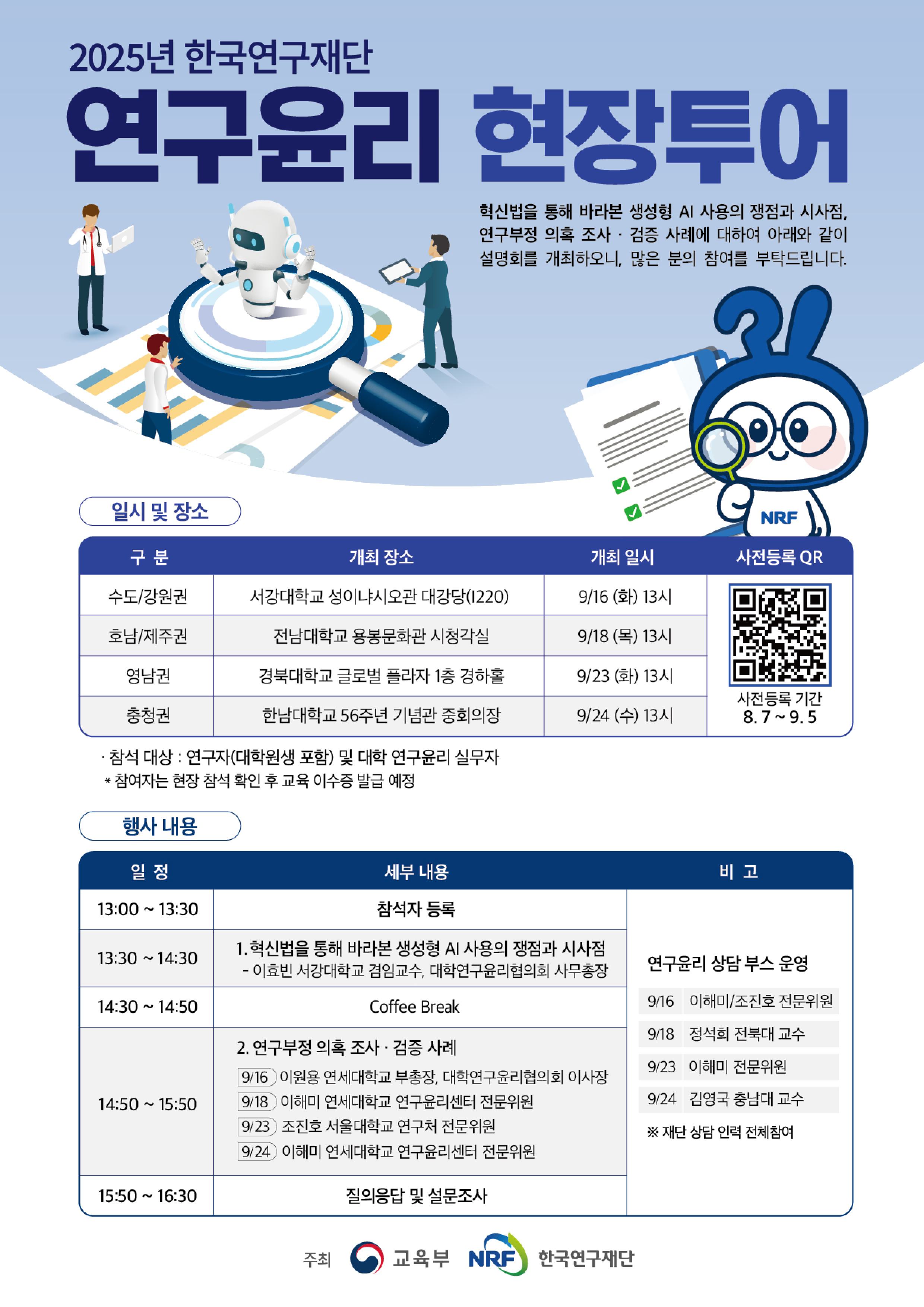 2025년 한국연구재단 연구윤리 현장투어 개최 (★연구윤리 교육 이수증 발급)